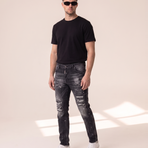 DSQ6 – Dsquared2 črne kavbojke z raztrganinami