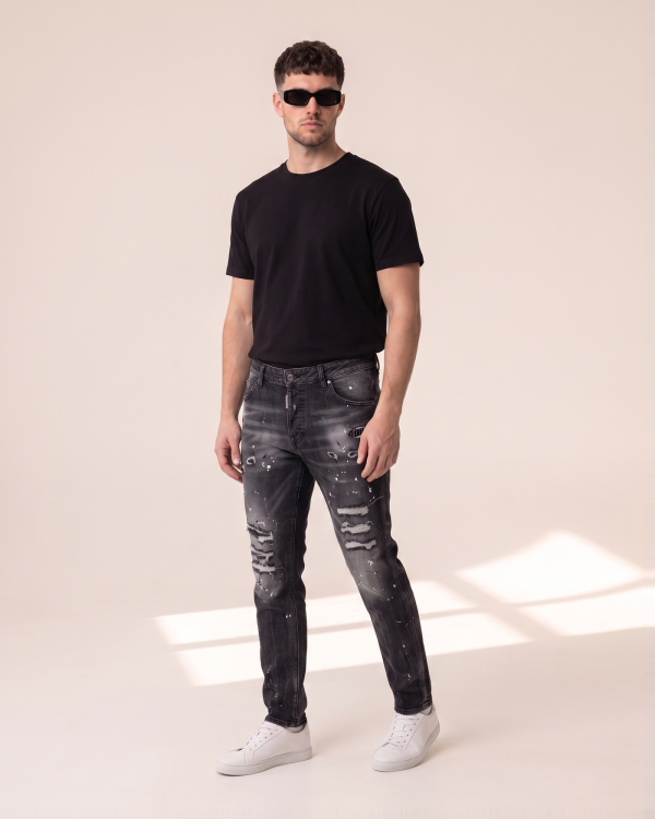 DSQ6 – Dsquared2 črne kavbojke z raztrganinami