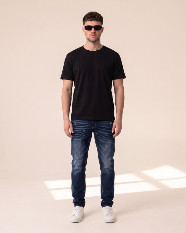 DSQ9 – Dsquared2 temno indigo kavbojke z izvezenim DSQ2