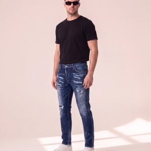 K11 – Dsquared2 modre kavbojke z raztrganinami na kolenih