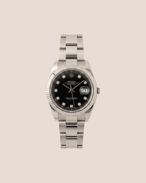 Rolex Datejust s črno številčnico in diamanti