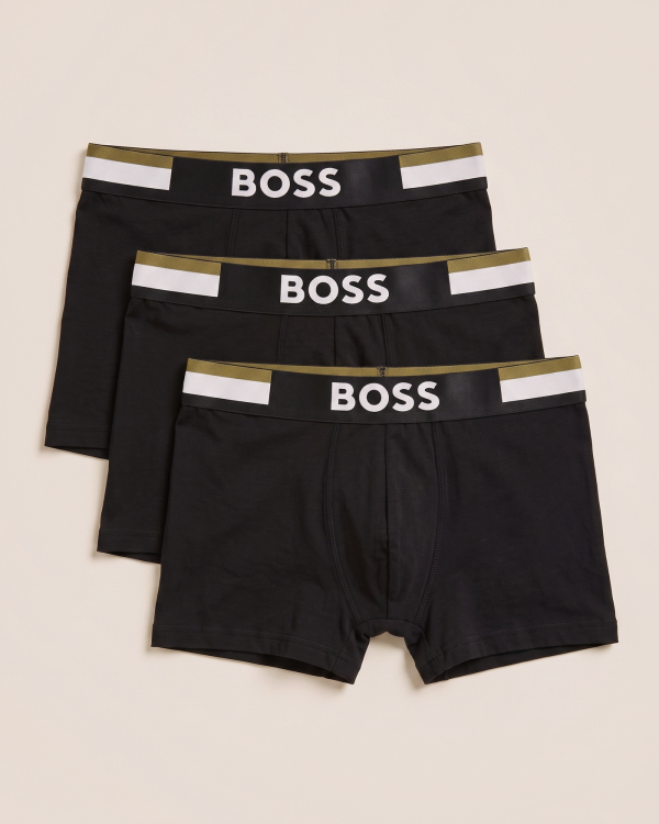 BOX 10 · Boss bokserice z belo-zlatim pasom – komplet 3 kosov