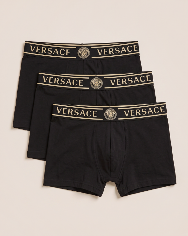 BOX 6 · Versace bokserice z zlatim napisom – komplet 3 kosov
