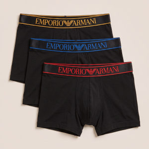 BOX 8 · Emporio Armani bokserice z barvnimi napisi – komplet 3 kosov