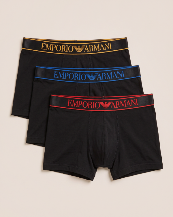 BOX 8 · Emporio Armani bokserice z barvnimi napisi – komplet 3 kosov