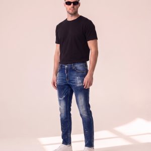 K13 – Dsquared2 modre kavbojke z roza etiketo