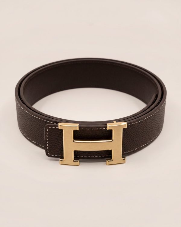 H3 – Hermès temno rjav pas z zlato H zaponko