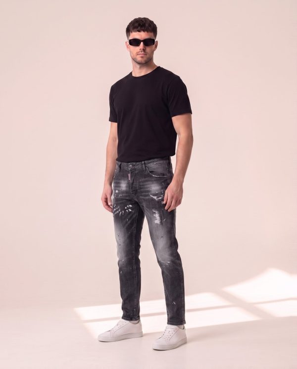 K15 – Dsquared2 črne kavbojke z belenimi obledelostmi