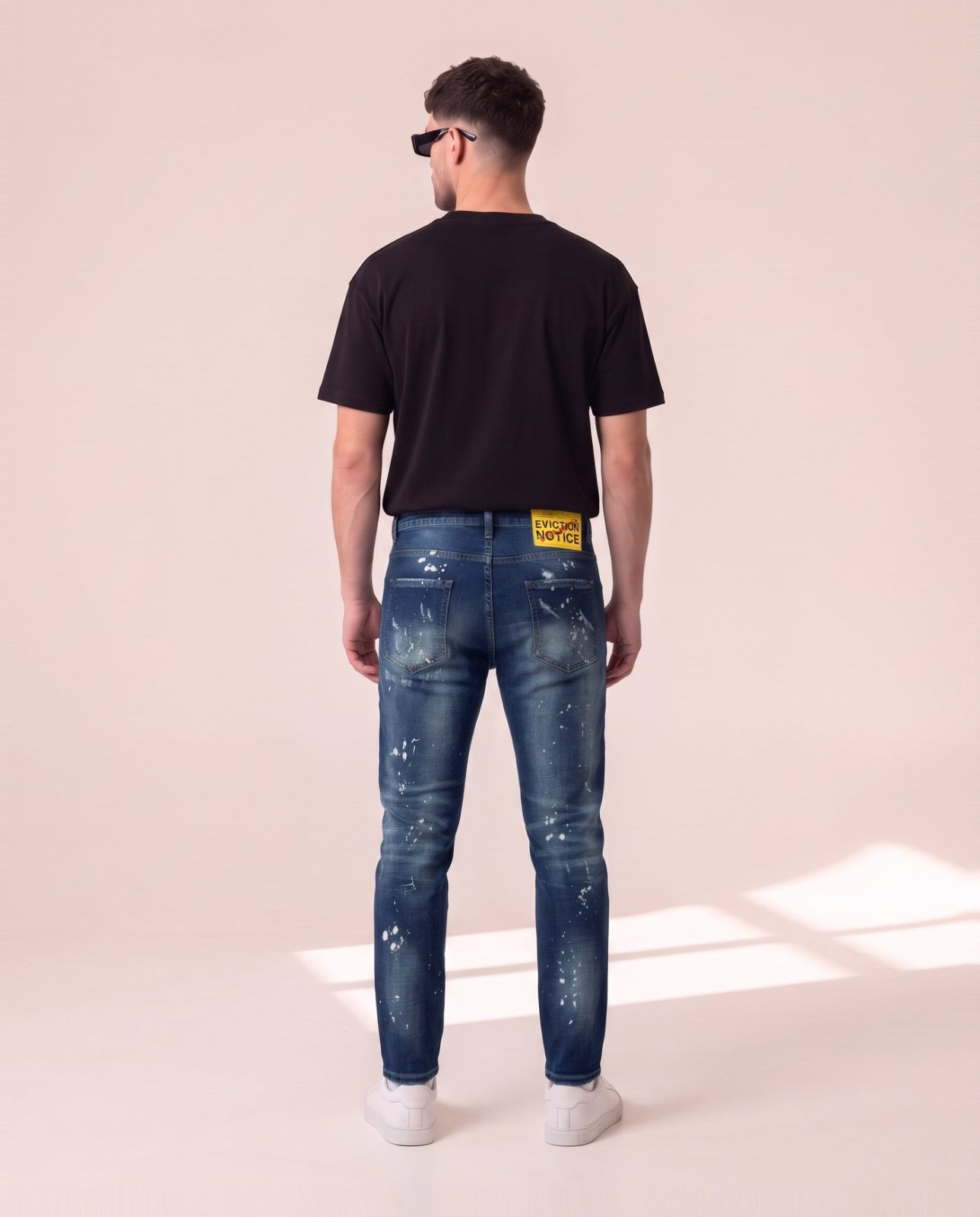 Dsquared2 modre kavbojke z raztrganinami in barvo - slika 2