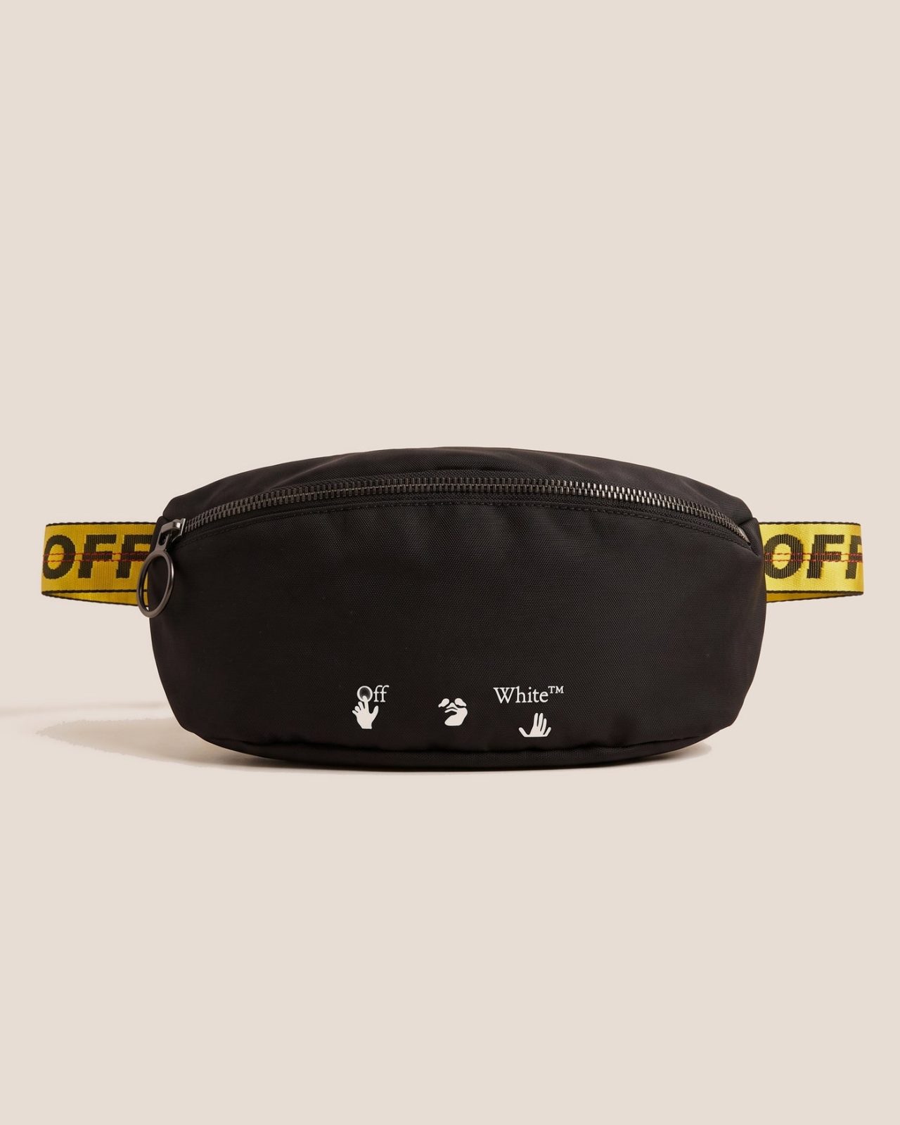 Off-White torbica za pas z rumenim pasom