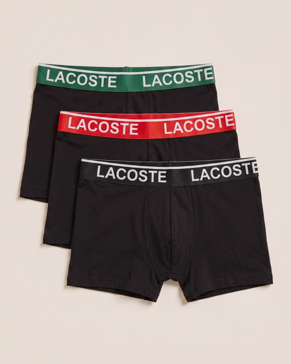 BOX 15 · Lacoste bokserice z barvnimi pasovi – komplet 3 kosov