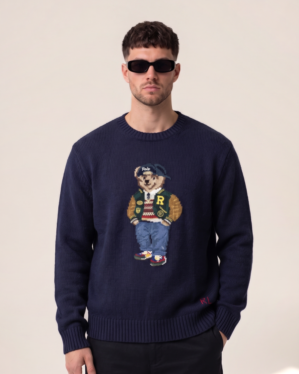 Ralph Lauren pleteni pulover Medvedek s kapo