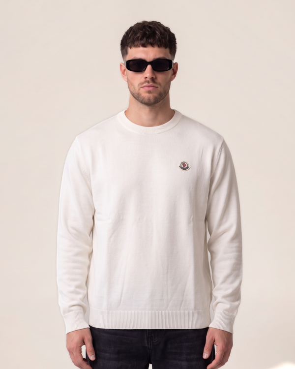 Moncler pleteni pulover z logotipom na prsih