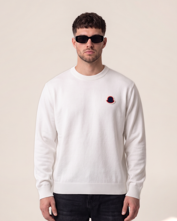Moncler pleteni pulover z rdečim znakom