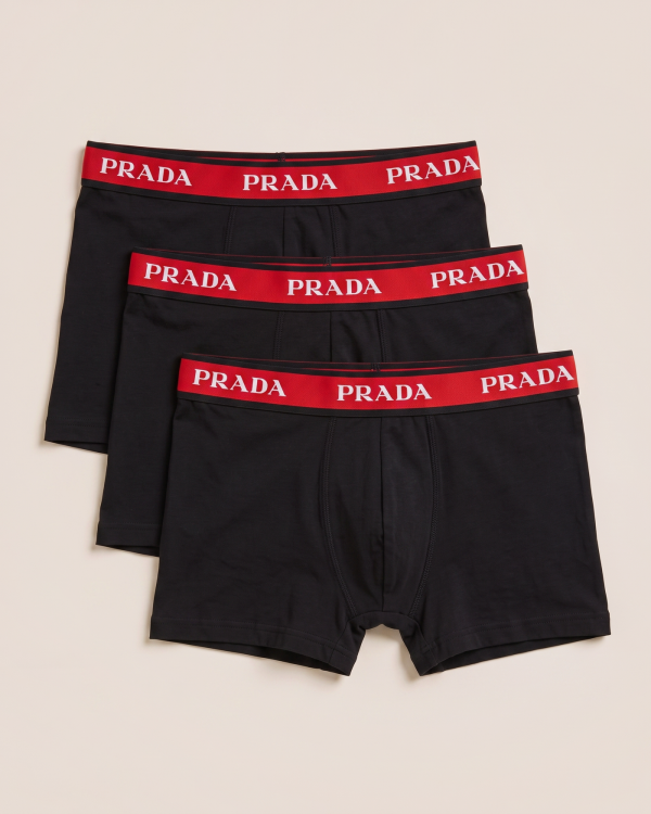 BOX 4 · Prada bokserice z rdečim pasom – komplet 3 kosov
