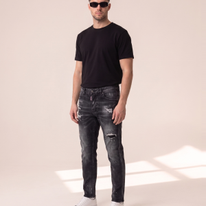 DSQ7 – Dsquared2 oprane črne kavbojke z raztrganinami