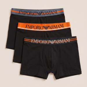 BOX 11 · Emporio Armani bokserice z oranžnim pasom – komplet 3 kosov