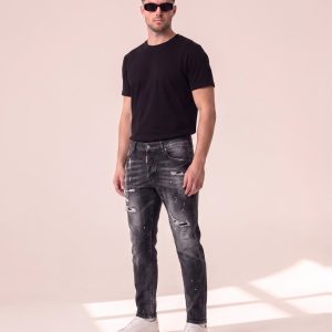 K2 – Dsquared2 črne kavbojke z obledelimi stegni